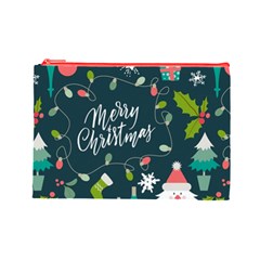 Merry Christmas, Happy New Year, Christmas Seamless Texture Cosmetic Bag (Large) from ArtsNow.com Front