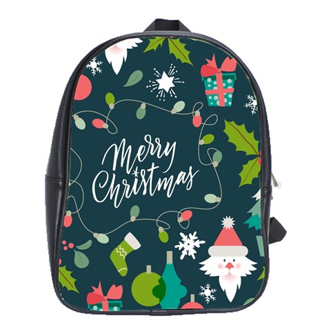 Merry Christmas, Happy New Year, Christmas Seamless Texture School Bag (Large) from ArtsNow.com Front