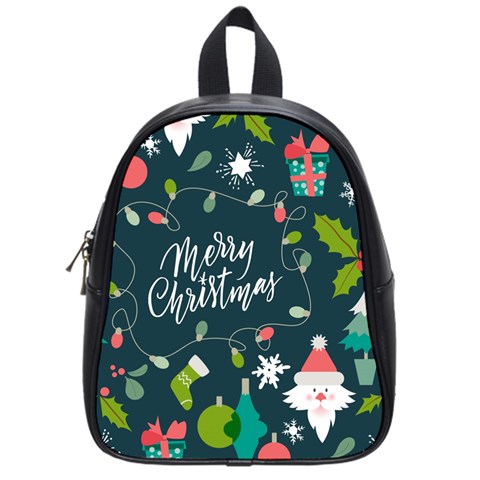 Merry Christmas, Happy New Year, Christmas Seamless Texture School Bag (Small) from ArtsNow.com Front