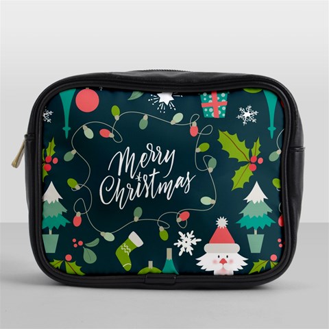 Merry Christmas, Happy New Year, Christmas Seamless Texture Mini Toiletries Bag (One Side) from ArtsNow.com Front