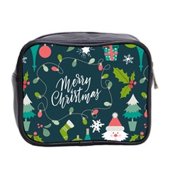 Merry Christmas, Happy New Year, Christmas Seamless Texture Mini Toiletries Bag (Two Sides) from ArtsNow.com Back