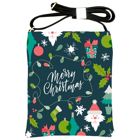 Merry Christmas, Happy New Year, Christmas Seamless Texture Shoulder Sling Bag from ArtsNow.com Front