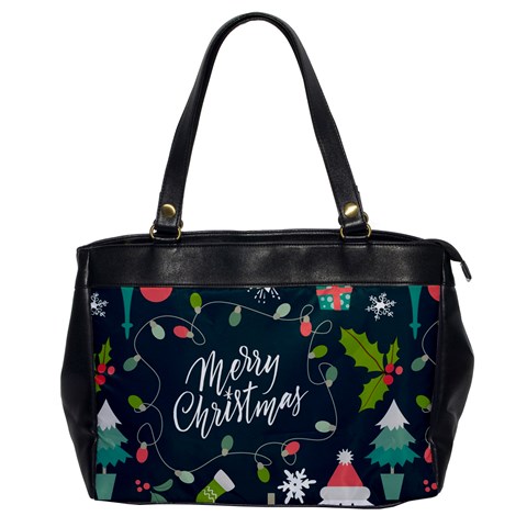 Merry Christmas, Happy New Year, Christmas Seamless Texture Oversize Office Handbag from ArtsNow.com Front