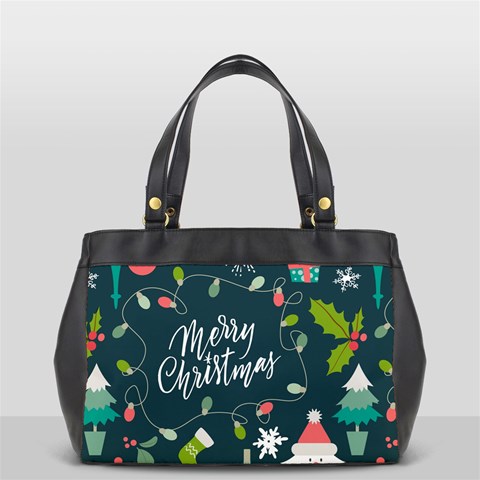 Merry Christmas, Happy New Year, Christmas Seamless Texture Oversize Office Handbag (2 Sides) from ArtsNow.com Back