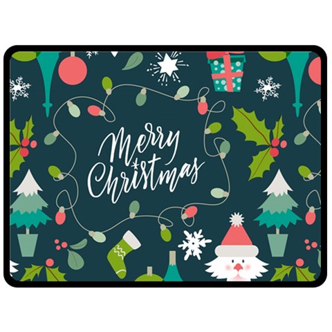 Merry Christmas, Happy New Year, Christmas Seamless Texture Fleece Blanket (Large) from ArtsNow.com 80 x60  Blanket Front