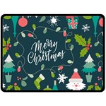 Merry Christmas, Happy New Year, Christmas Seamless Texture Fleece Blanket (Large)