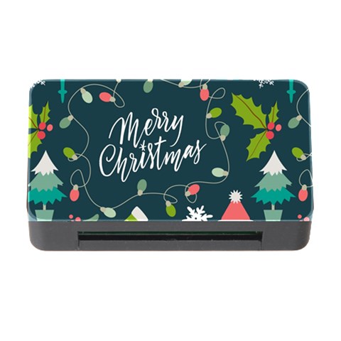 Merry Christmas, Happy New Year, Christmas Seamless Texture Memory Card Reader with CF from ArtsNow.com Front