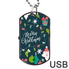 Merry Christmas, Happy New Year, Christmas Seamless Texture Dog Tag USB Flash (Two Sides) from ArtsNow.com Front