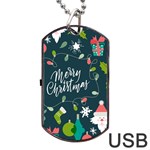 Merry Christmas, Happy New Year, Christmas Seamless Texture Dog Tag USB Flash (Two Sides)