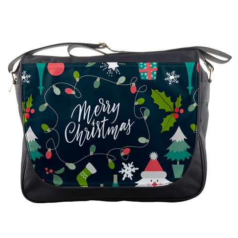 Merry Christmas, Happy New Year, Christmas Seamless Texture Messenger Bag from ArtsNow.com Front