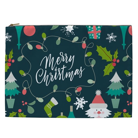 Merry Christmas, Happy New Year, Christmas Seamless Texture Cosmetic Bag (XXL) from ArtsNow.com Front