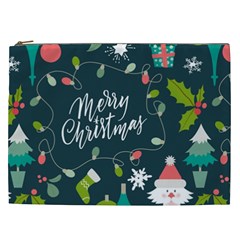 Merry Christmas, Happy New Year, Christmas Seamless Texture Cosmetic Bag (XXL) from ArtsNow.com Front