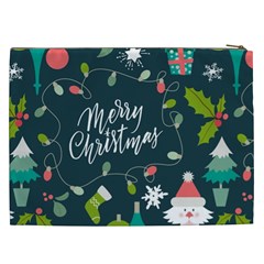 Merry Christmas, Happy New Year, Christmas Seamless Texture Cosmetic Bag (XXL) from ArtsNow.com Back