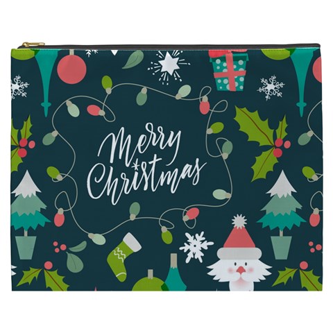 Merry Christmas, Happy New Year, Christmas Seamless Texture Cosmetic Bag (XXXL) from ArtsNow.com Front