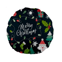 Merry Christmas, Happy New Year, Christmas Seamless Texture Standard 15  Premium Round Cushions from ArtsNow.com Front