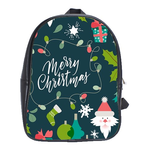 Merry Christmas, Happy New Year, Christmas Seamless Texture School Bag (XL) from ArtsNow.com Front