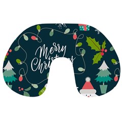 Merry Christmas, Happy New Year, Christmas Seamless Texture Travel Neck Pillow from ArtsNow.com Back