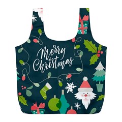 Merry Christmas, Happy New Year, Christmas Seamless Texture Full Print Recycle Bag (L) from ArtsNow.com Front