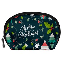 Merry Christmas, Happy New Year, Christmas Seamless Texture Accessory Pouch (Large) from ArtsNow.com Front