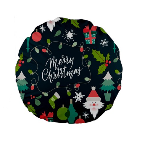 Merry Christmas, Happy New Year, Christmas Seamless Texture Standard 15  Premium Flano Round Cushions from ArtsNow.com Back