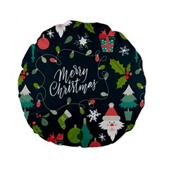 Merry Christmas, Happy New Year, Christmas Seamless Texture Standard 15  Premium Flano Round Cushions from ArtsNow.com Back