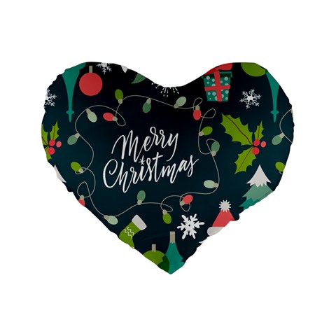 Merry Christmas, Happy New Year, Christmas Seamless Texture Standard 16  Premium Flano Heart Shape Cushions from ArtsNow.com Front