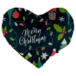 Merry Christmas, Happy New Year, Christmas Seamless Texture Large 19  Premium Flano Heart Shape Cushions