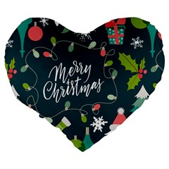 Merry Christmas, Happy New Year, Christmas Seamless Texture Large 19  Premium Flano Heart Shape Cushions from ArtsNow.com Back