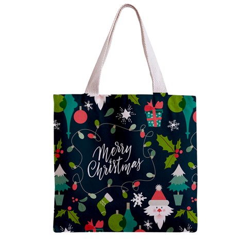 Merry Christmas, Happy New Year, Christmas Seamless Texture Zipper Grocery Tote Bag from ArtsNow.com Front