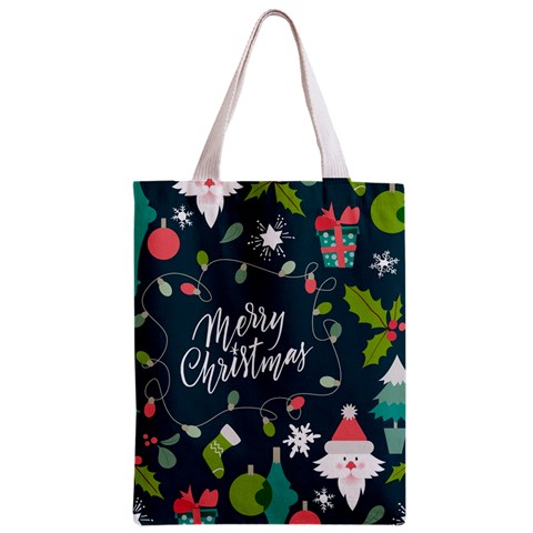 Merry Christmas, Happy New Year, Christmas Seamless Texture Zipper Classic Tote Bag from ArtsNow.com Front