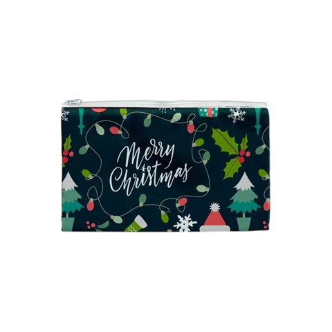 Merry Christmas, Happy New Year, Christmas Seamless Texture Cosmetic Bag (XS) from ArtsNow.com Front