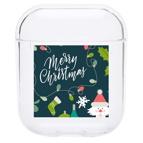 Merry Christmas, Happy New Year, Christmas Seamless Texture Hard PC AirPods 1/2 Case from ArtsNow.com Front