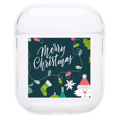 Merry Christmas, Happy New Year, Christmas Seamless Texture Soft TPU AirPods 1/2 Case from ArtsNow.com Front