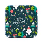 Merry Christmas, Happy New Year, Christmas Seamless Texture Square Metal Box (Black)