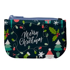 Merry Christmas, Happy New Year, Christmas Seamless Texture Large Coin Purse from ArtsNow.com Front