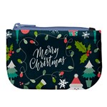 Merry Christmas, Happy New Year, Christmas Seamless Texture Large Coin Purse