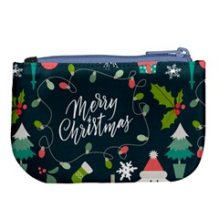 Merry Christmas, Happy New Year, Christmas Seamless Texture Large Coin Purse from ArtsNow.com Back