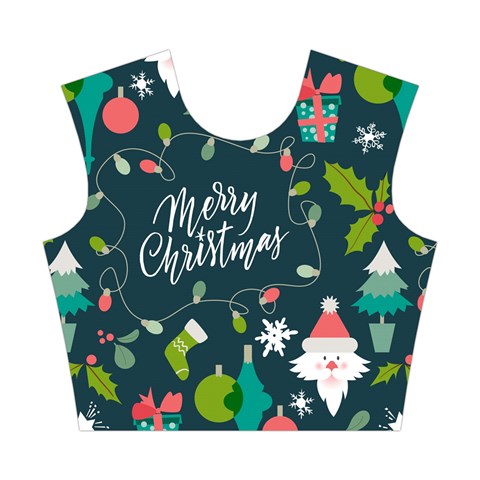 Merry Christmas, Happy New Year, Christmas Seamless Texture Cotton Crop Top from ArtsNow.com Front