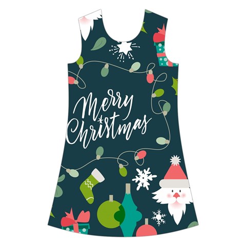 Merry Christmas, Happy New Year, Christmas Seamless Texture Kids  Short Sleeve Velvet Dress from ArtsNow.com Front