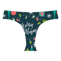 Merry Christmas, Happy New Year, Christmas Seamless Texture Cross Back Hipster Bikini Set from ArtsNow.com Front Under