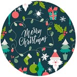 Merry Christmas, Happy New Year, Christmas Seamless Texture Wooden Bottle Opener (Round)