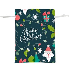 Merry Christmas, Happy New Year, Christmas Seamless Texture Lightweight Drawstring Pouch (XL) from ArtsNow.com Front