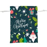 Merry Christmas, Happy New Year, Christmas Seamless Texture Lightweight Drawstring Pouch (XL)