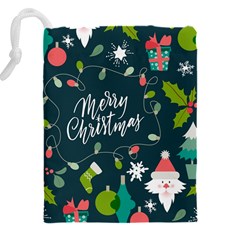 Merry Christmas, Happy New Year, Christmas Seamless Texture Drawstring Pouch (4XL) from ArtsNow.com Back