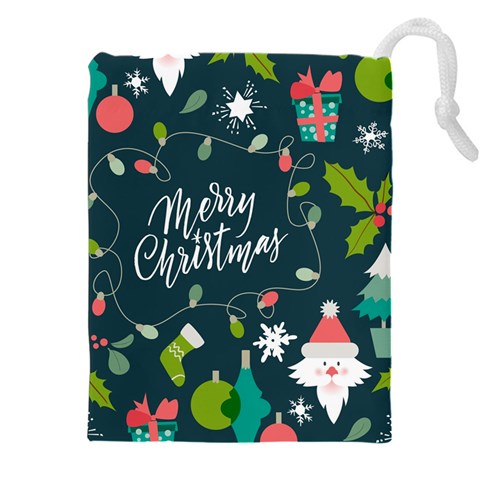 Merry Christmas, Happy New Year, Christmas Seamless Texture Drawstring Pouch (5XL) from ArtsNow.com Front