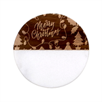 Merry Christmas, Happy New Year, Christmas Seamless Texture Classic Marble Wood Coaster (Round) 