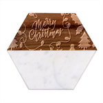 Merry Christmas, Happy New Year, Christmas Seamless Texture Marble Wood Coaster (Hexagon) 