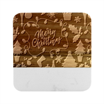 Merry Christmas, Happy New Year, Christmas Seamless Texture Marble Wood Coaster (Square)