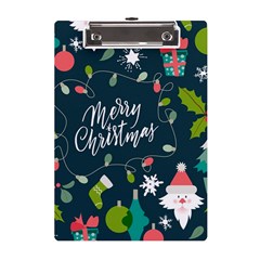 Merry Christmas, Happy New Year, Christmas Seamless Texture A5 Acrylic Clipboard from ArtsNow.com Front