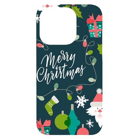 Merry Christmas, Happy New Year, Christmas Seamless Texture iPhone 14 Pro Black UV Print Case from ArtsNow.com Front